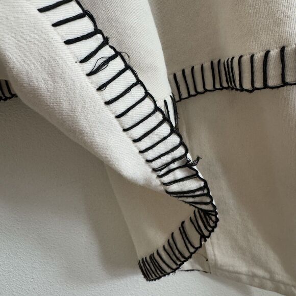 Roja Sweater Womens XL Ivory Black Embroidered Geometric Cotton Boho Cardigan - Picture 13 of 16